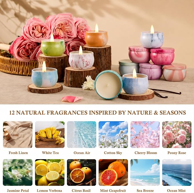 Scented Candles Gift Set for Women, 12 Pack Soy Wax Aromatherapy Candles - Image 2