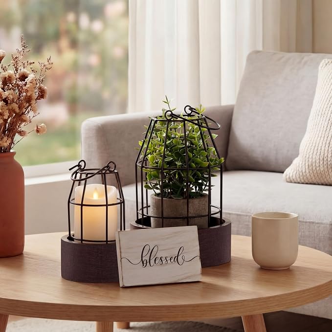Modern Rustic Farmhouse Candle Lantern Set of 5 - Image 6
