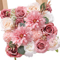 Serwalin 2PCS Artificial Flowers Pink Dahlia Silk Flowers by Serwalin