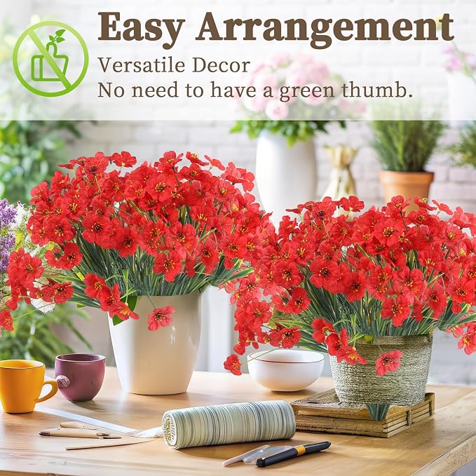 ColoPlay 24 Bundles Red Artificial Flowers - Image 6