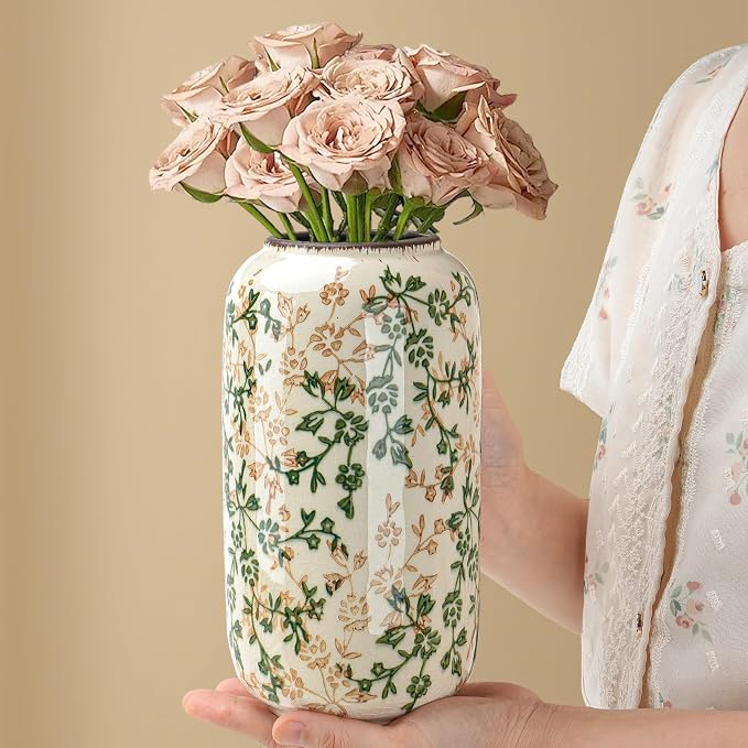 Ceramic Vase for Flowers – Modern Small Ribbed Textured Flower Vase for Home - Image 6
