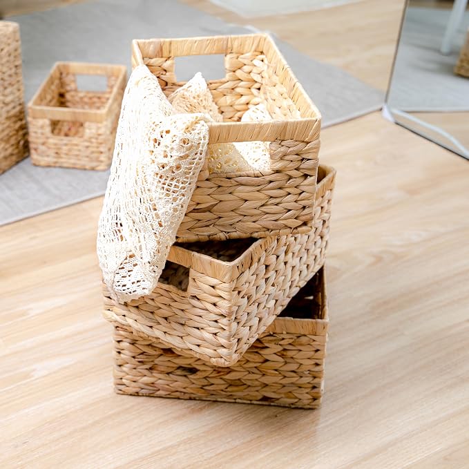 M4DECOR Set of 6 Rectangular Wicker Storage Baskets - Image 6