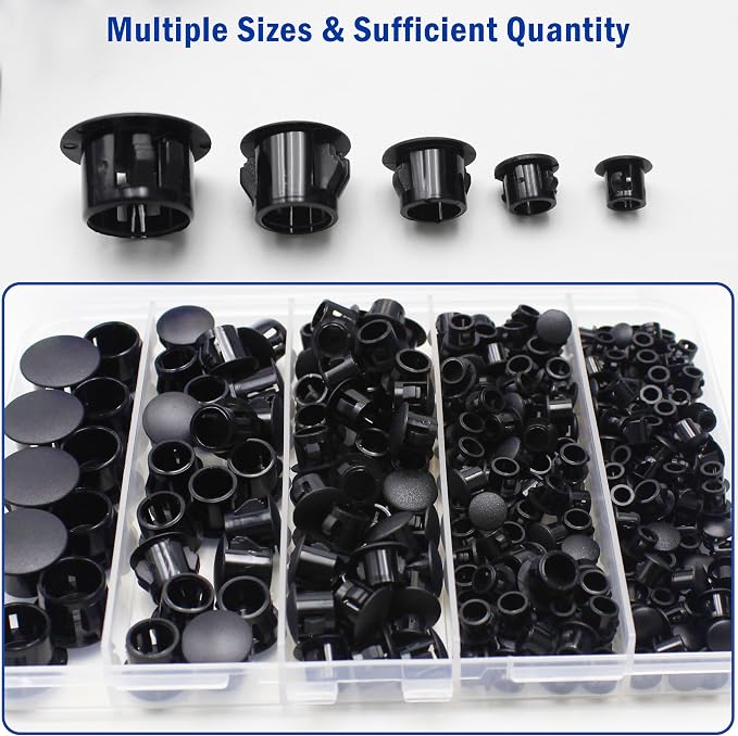 300 PCS 5 Sizes Nylon Plastic Hole Plugs, 1/2 Inch Round Hole, Snap in Knockout - Image 5