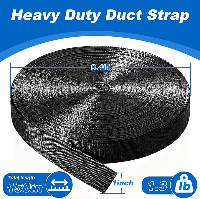 Heavy Duty Duct Strap 150FT Black Nylon Webbing Strap - Image 2