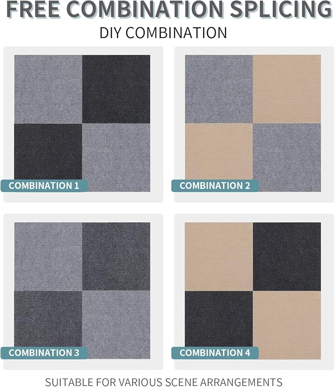 25pc 12" x 12" Self-Adhesive Carpet Tiles, Economical Temporary Flooring - Image 3
