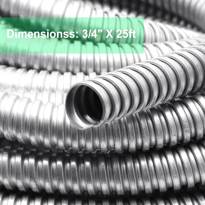3/4 Inch Flexible Reduced Wall Electrical Conduit, 25 Ft Iron Galvanized Cable - Image 4