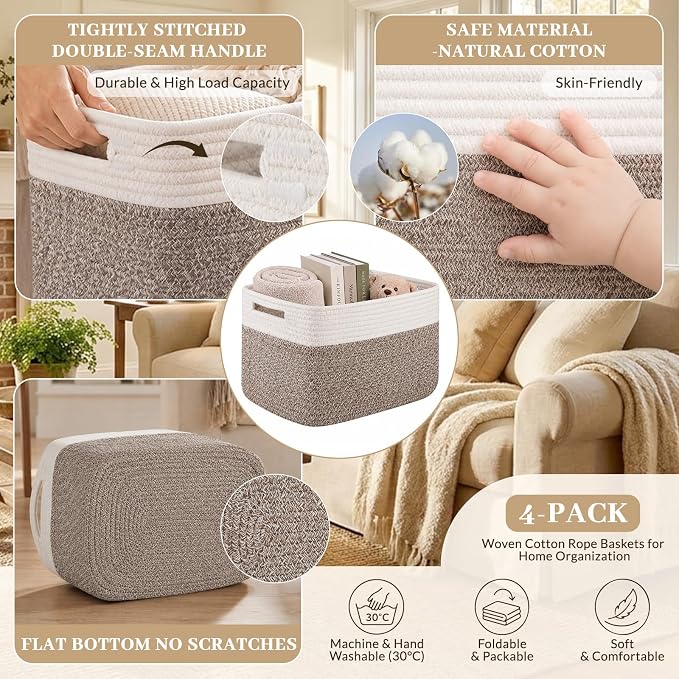 OIAHOMY 4 Pack Storage Basket, Closet Organizer - Image 3