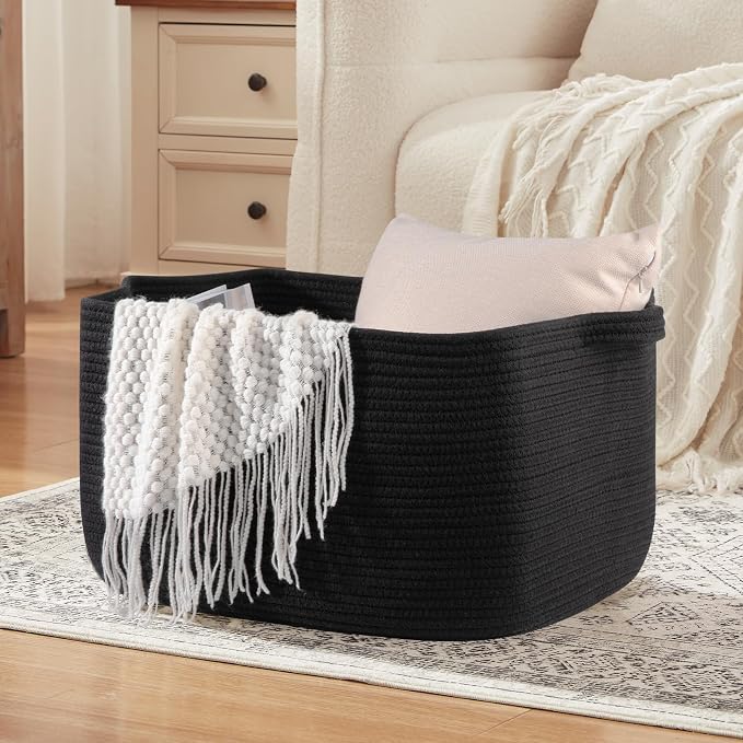 OIASKET 70L Large Blanket Basket, 21.6" x 16.9" x 11.8" Woven Storage Basket - Image 3