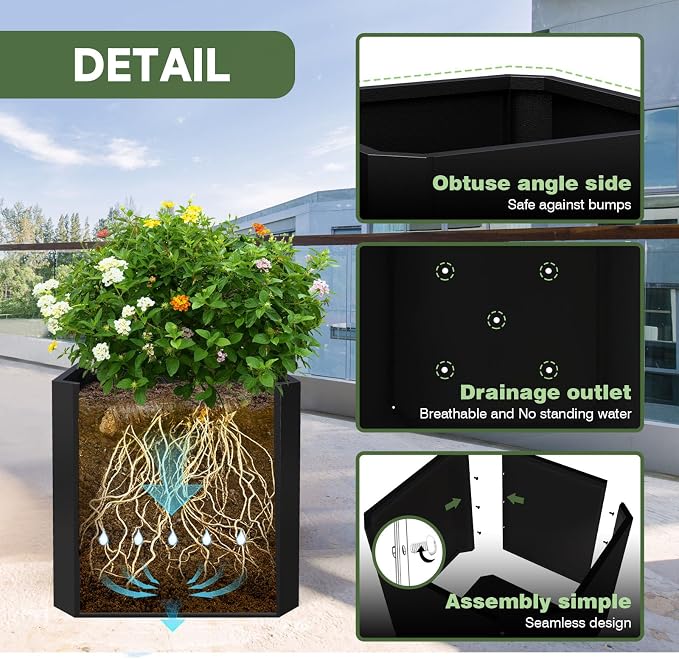 Metal Planter Box 24”L x 24"W x 24"H Large Square Steel Planter Box | Outdoor - Image 4