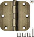 TDCHINGES Rounded Door Hinges 3.5" X 3 1/2 Inch Antique Brass 5/8" 30 Pack by TDCHINGES