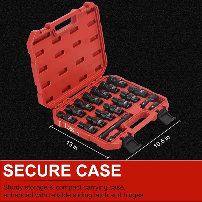 AOBEN 18 PCS 1/2" Drive Shallow Universal Impact Socket Set, Swivel Socket - Image 6