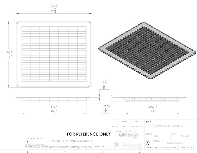 Imperial RG0690 12 x 14-Inch Heavy Gauge Steel Floor Return Air Grille - Image 2