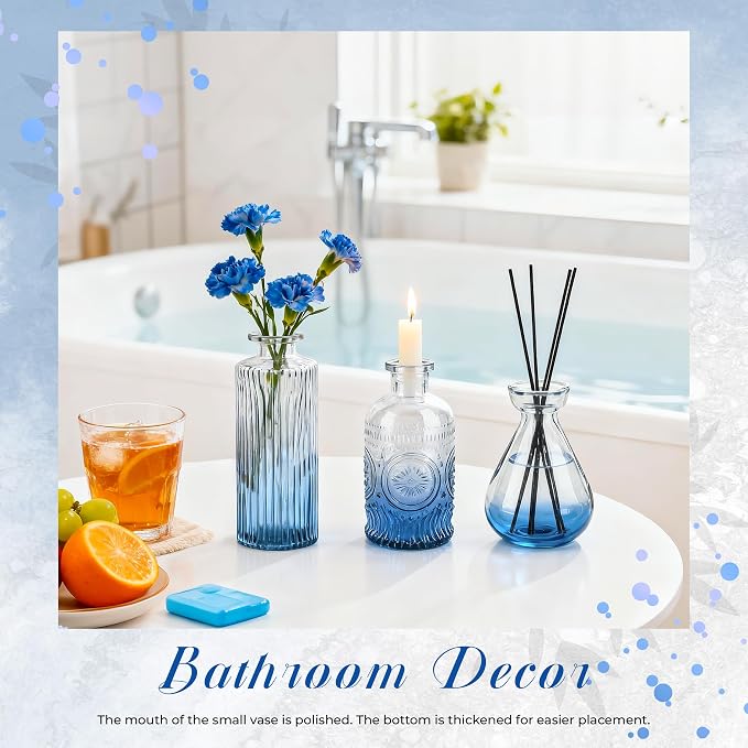 Der Rose 30pcs Glass Bud Vases, delicate embossed patterns, thick sturdy glass - Image 4