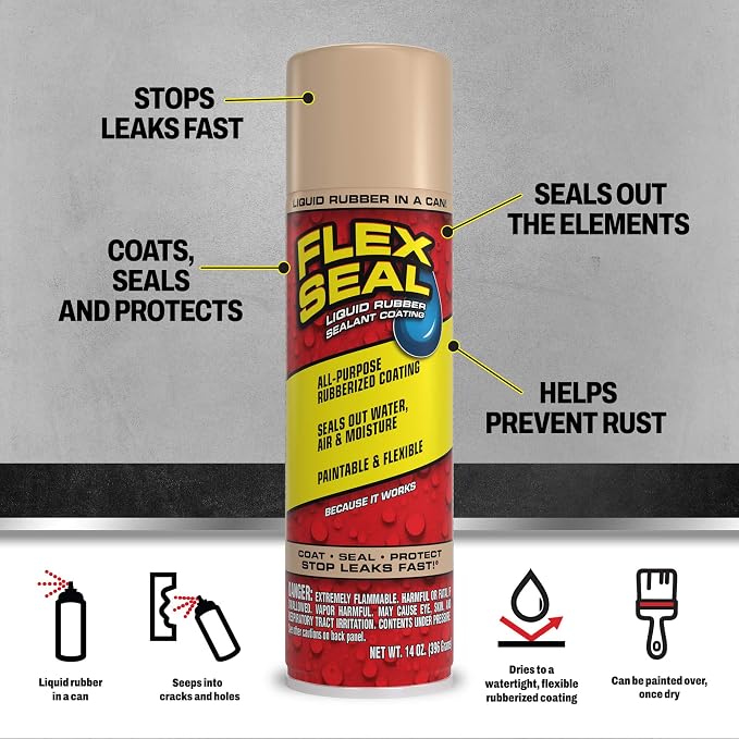Flex Seal, 14 oz, Stop Leaks Instantly, Waterproof Rubber Spray On Sealant - Image 2