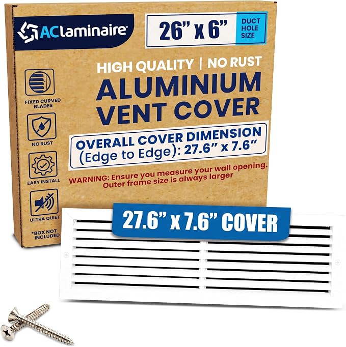 26x6 Aluminum Wall Ceiling Air Return Vent Cover HVAC Rustproof Grille by ACLAMINAIRE