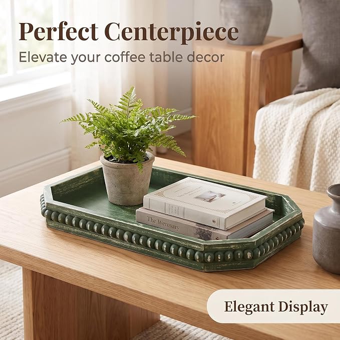 Hrastany Green Wood Decorative Tray, Coffee Table Tray - Image 7
