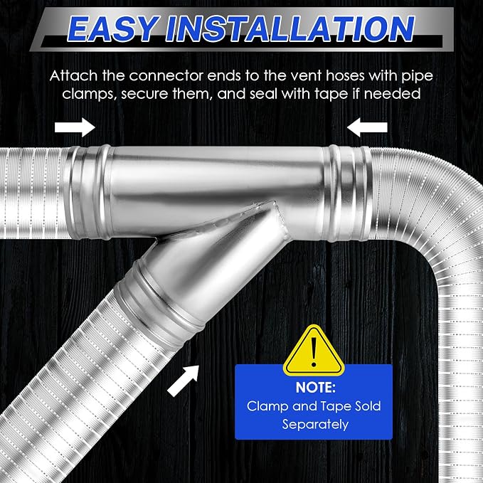 NATGAI 4 Inch 3 Way Duct Splitter, 45°Metal Hose Connector 4" Vent Splitter | - Image 4