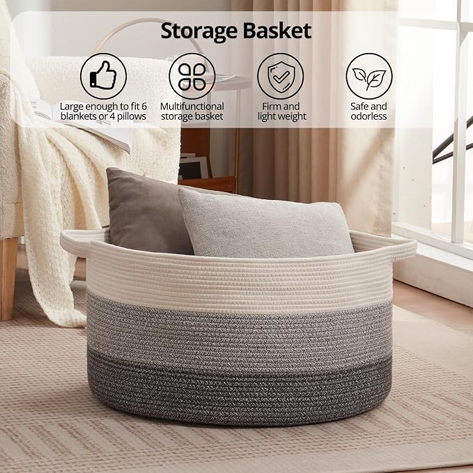 OIAHOMY 105L Extra Large Blanket Basket - Image 6