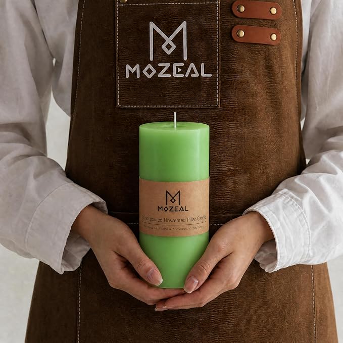 MOZEAL 3" x 8" Hand-Poured Unscented Large Candle, Smokeless Rustic Pillar - Image 2