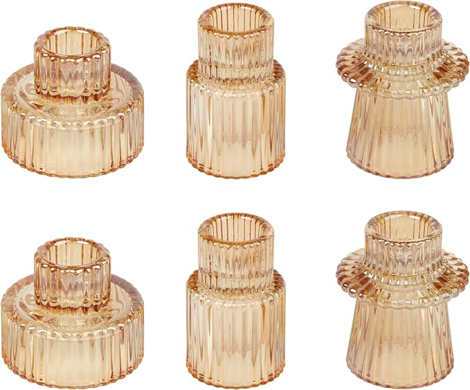 Vixdonos Taper Glass Candlestick Holders Tealight Candle Holders by Vixdonos