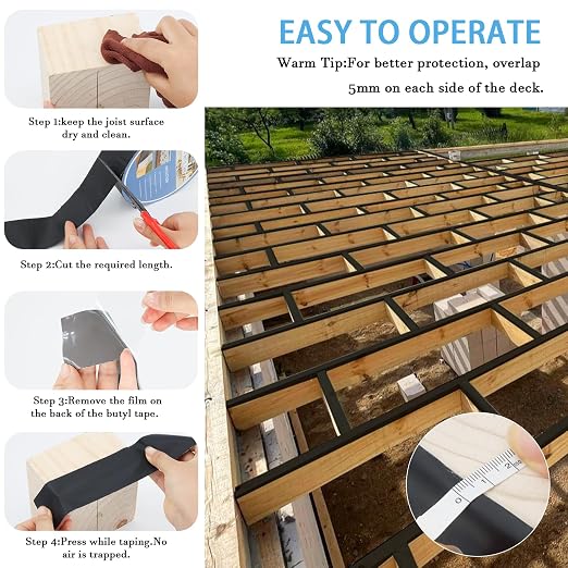 Butyl Joist Tape for Decking 2''×50', 6 Pack Weather-Resistant Deck Joist Tape - Image 5