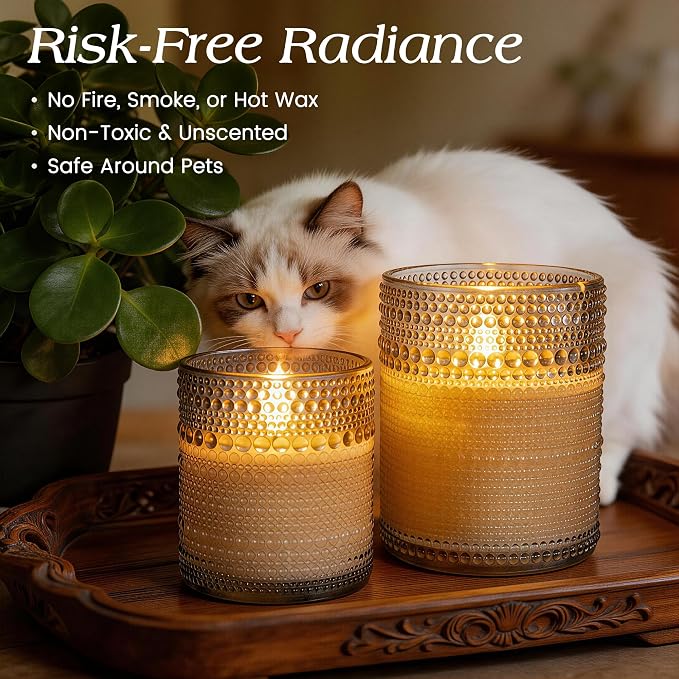Dotted Glass Flameless Candles - Image 3