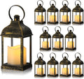12 Pack 10 Inch Bronze Decorative Candle Lantern Bulk LED Flameless | Lanterns by Kittmip