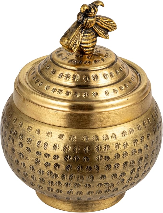 Creative Co-Op Round Hammered Metal Container by Unknown