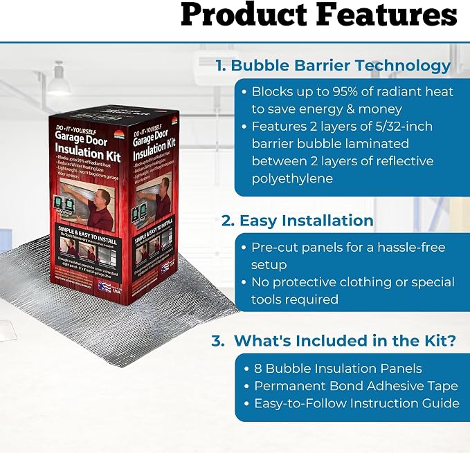 Garage Door Insulation Kit, Reflective, 8x8 Single Door - Image 2
