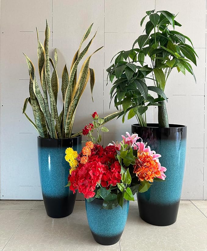 24/21/11 Inch Tall Planter Pots Garden Plastic Planters - Image 2