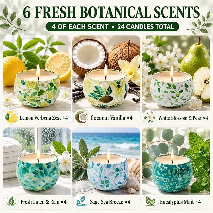 24 Pack Mini Scented Candles for Party Favors, 2.5 oz Soy Wax Tin Candle Gift - Image 2