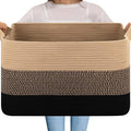 OIAHOMY Extra Large Blanket Basket, 95L Cotton Rope Woven Laundry Basket by MasterofSpaceOptimization