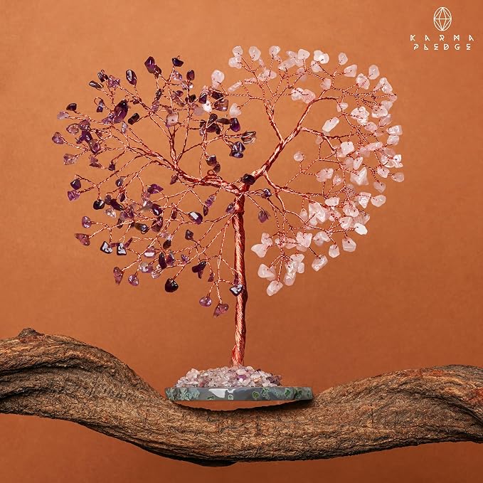 Handmade Healing Crystal Tree of Life Amethyst & Rose Quartz Chakra Tree - Image 8