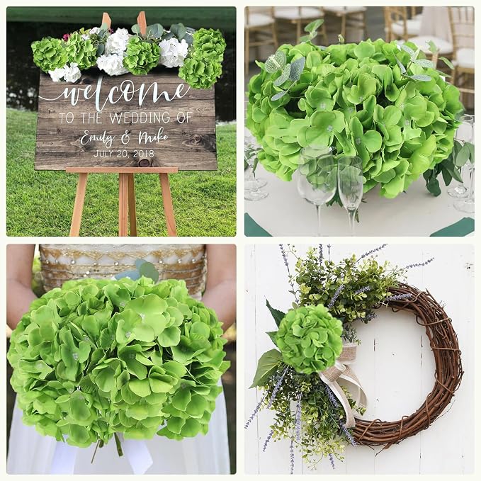 AVIVIHO 65pcs Fake Flowers Green Hydrangea Artificial Flowers Bulk Silk Flowers - Image 3