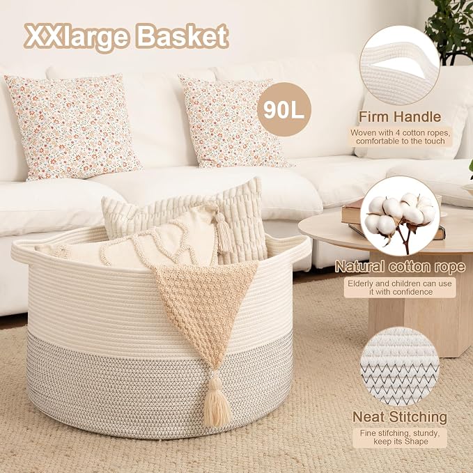 OIAHOMY 90L XXXLarge Blanket Basket - Image 4
