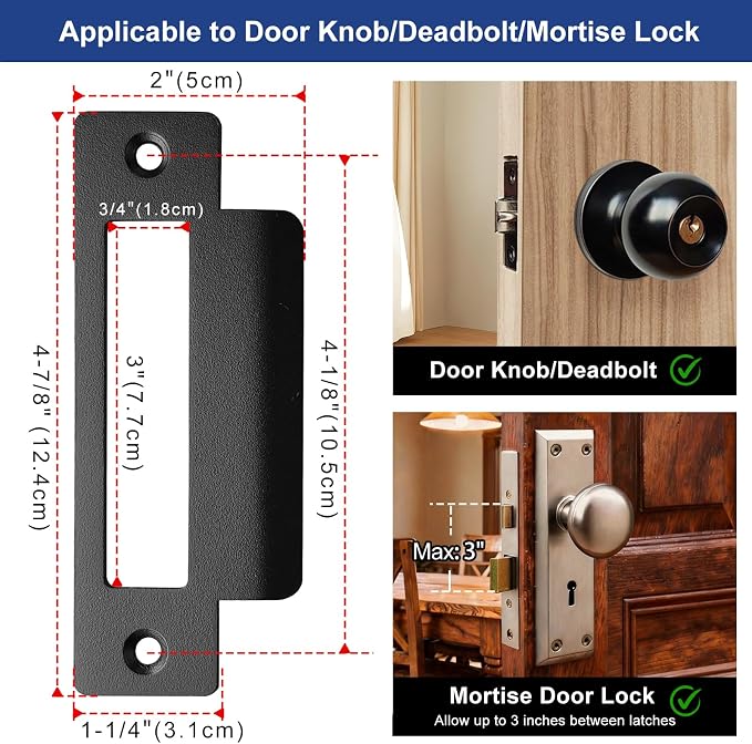 Oversized Strike Plate for Shifting Doors or Mortise Locks, 2 Pack | Taller - Image 2