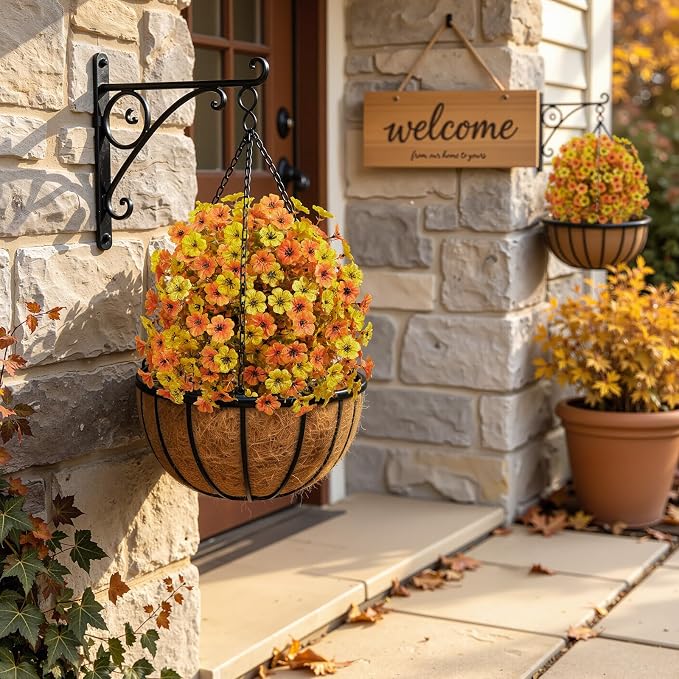 Alupssuc 2Pcs 20" UV Resistant Artificial Fall Ball Flowers - Image 7