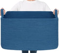 Goodpick Large Woven Rope Blanket Basket, Dark Blue | 21.6'' x 14.9'' x 11.8'' by Goodpick