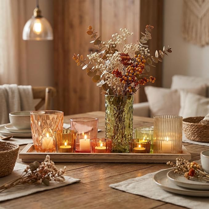 Votive Candle Holders Set with Wooden Tray - Image 8