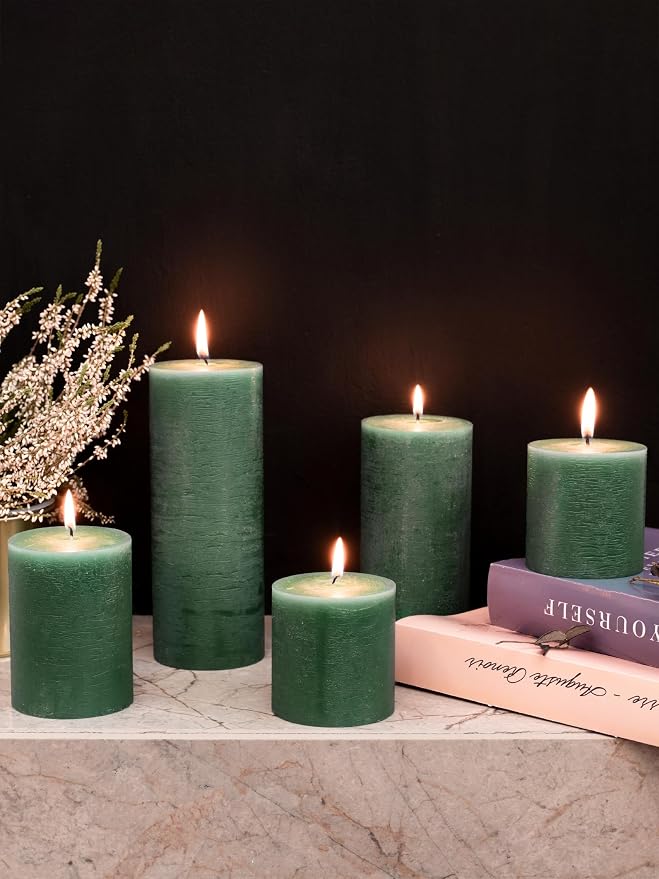 3x3 Inch Grass Green Pillar Candles Set of 3 - Image 7