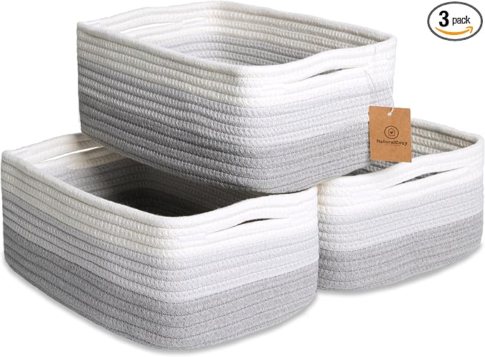 NaturalCozy 11.8"x8"x4.5” Rectangle Storage Baskets by NaturalCozy