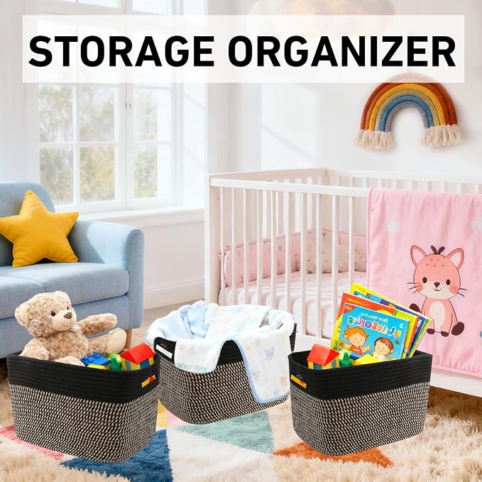 3 Pack Woven Baskets, Storage Baskets - Image 5