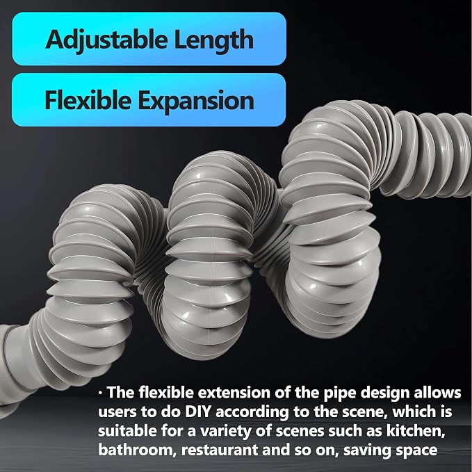Sink Drain Pipe Kit, 1 Pack Flexible Drain Pipe P Trap, 12.79"-35.03" Flexible - Image 4