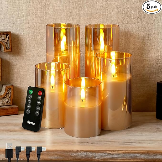 LEDHOLYT Rechargeable Flameless Candles, Realistic Flickering LED Flameless by LEDHOLYT