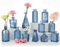 12 Pcs Blue Bud Vases Set, Armber Small Vintage Glass Clear Bud Flower Vases by Unknown