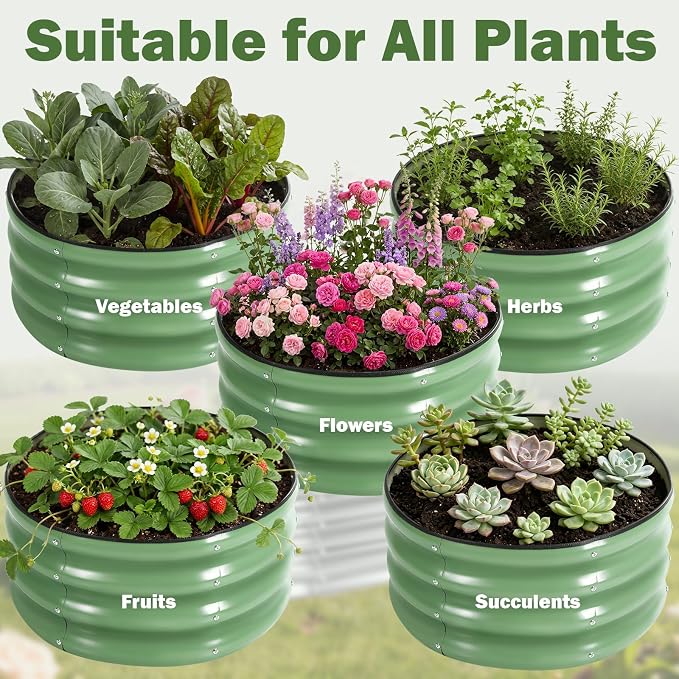 3 PCS Round Raised Garden Bed 2x2x1 ft, Metal Outdoor Planter Box Kit - Image 8