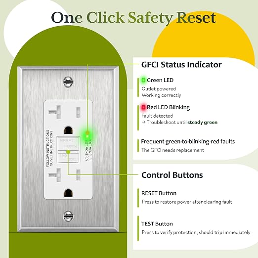 TG GFCI Outlet 20 Amp, Electrical Tamper-Resistant Receptacle, Self-Test | - Image 5