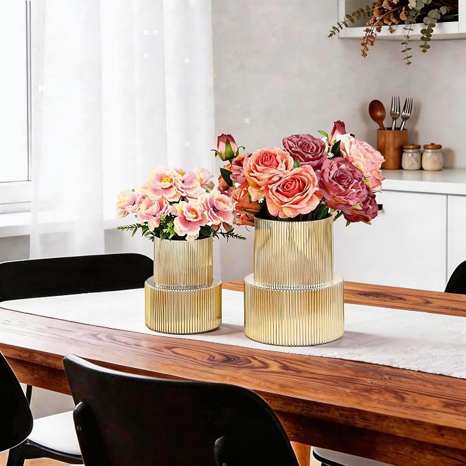 Ribbed Glass Vases for Bouquet, Modern Vase for Living Room, Coffe Table - Image 6