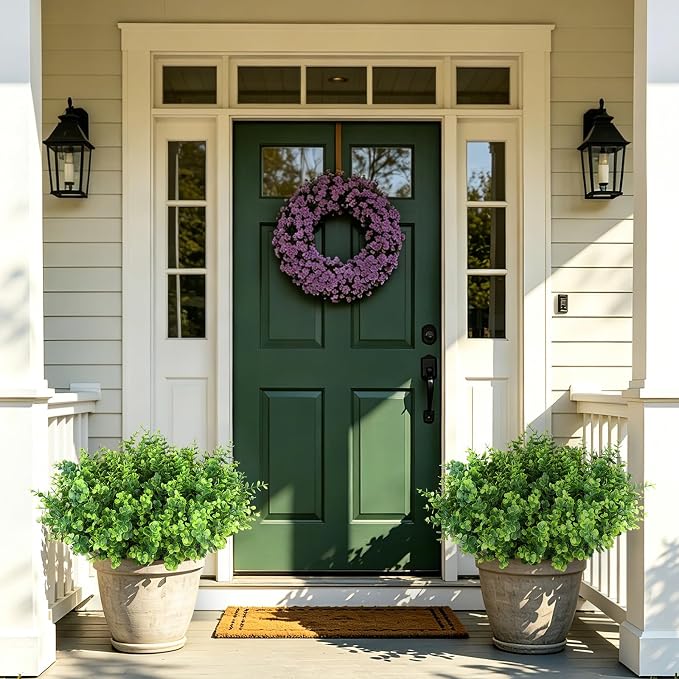 Artificial Greenery Eucalyptus Boxwood, Faux Outdoor Plants, Hanging Baskets - Image 8