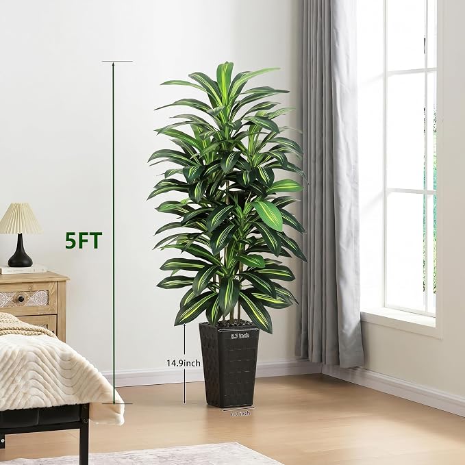 Artifical Dracaena Tree Indoor, 5FT Tall Fake Floor Plants - Image 5